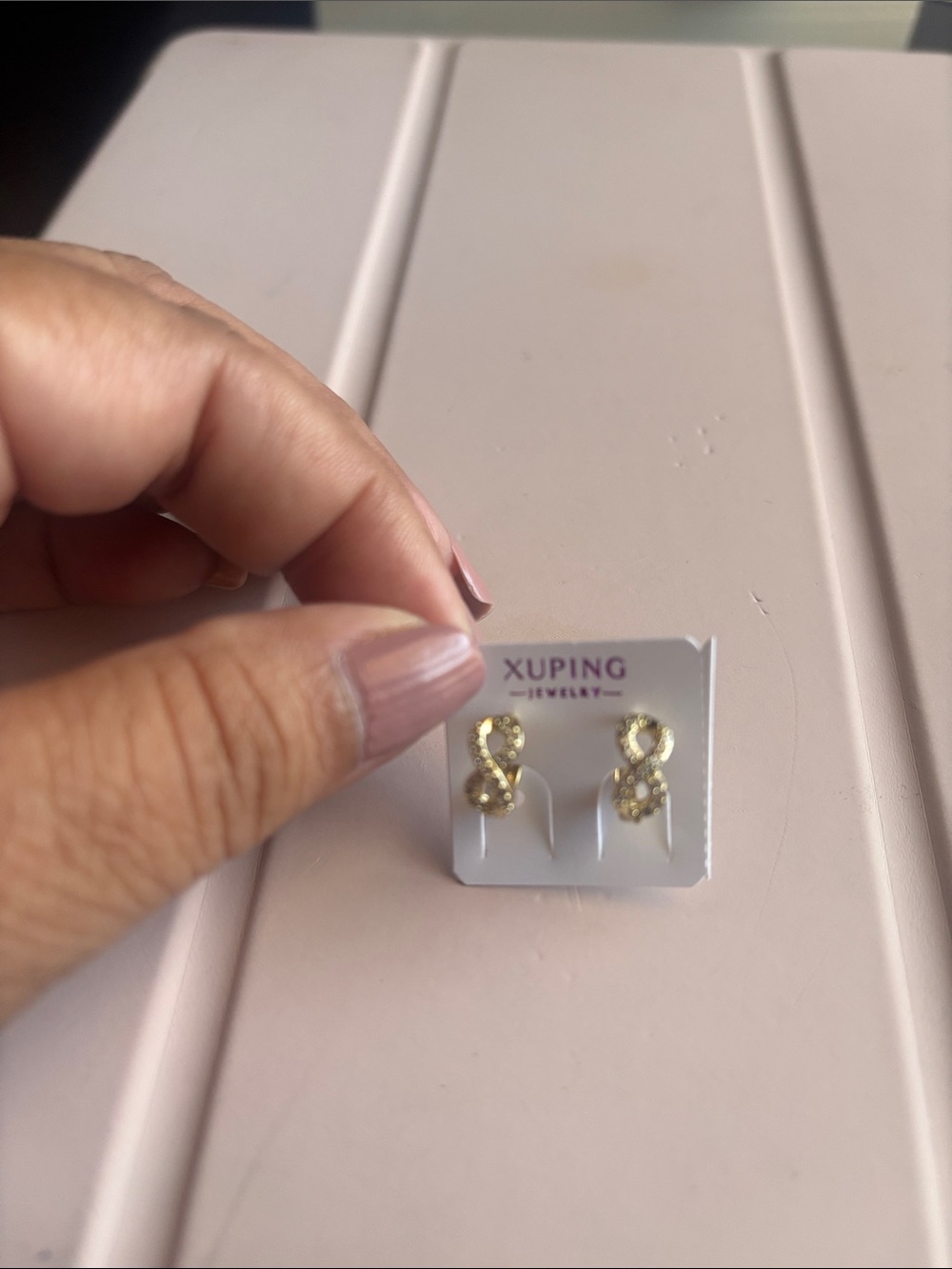 Ping Gold Infinity hoop Earrings with Sparkling Accents